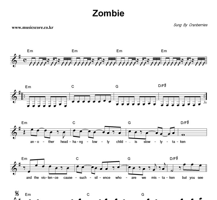 Zombie by The Cranberries worksheet