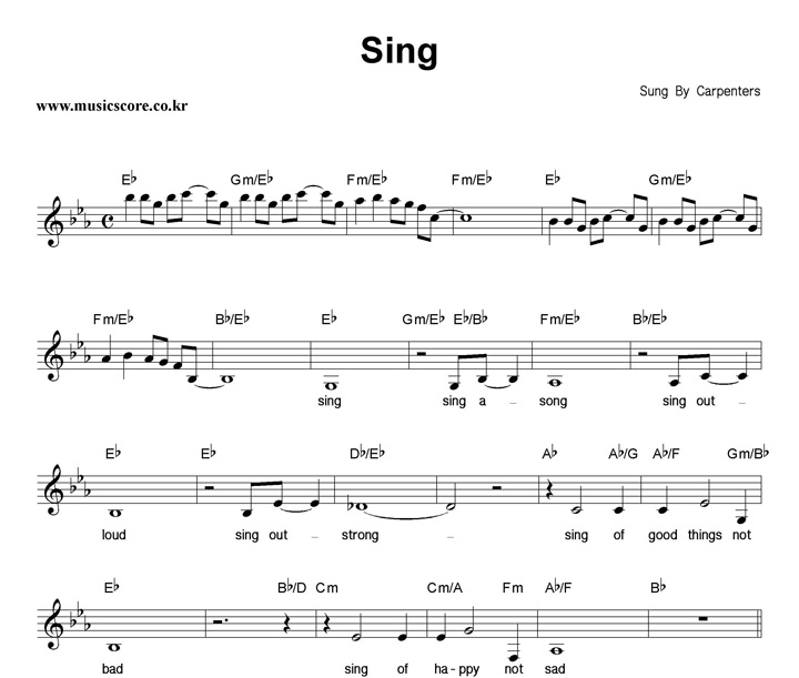 Carpenters Sing 악보
