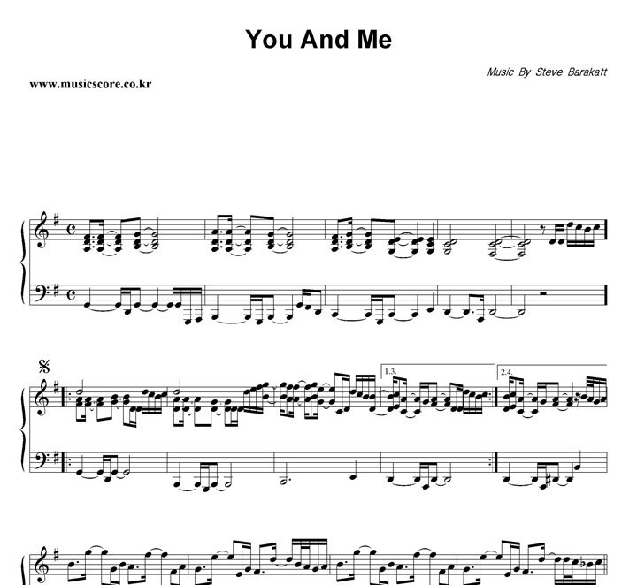 Steve Barakatt You And Me 피아노 악보