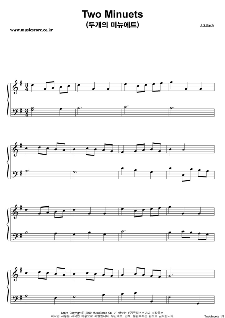 J.S.Bach Two Minuets (ΰ ̴Ʈ) ǾƳ Ǻ
