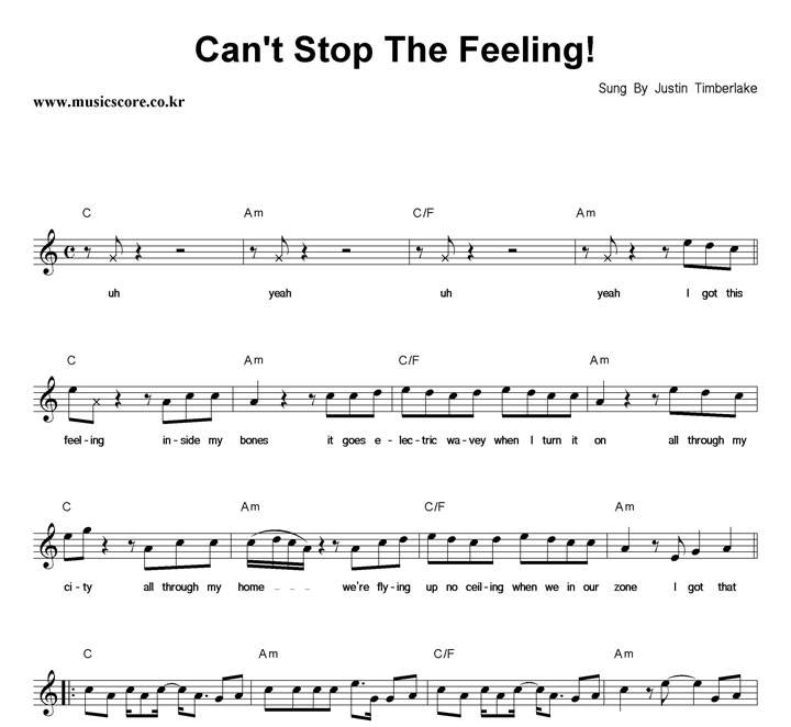 Justin Timberlake CAN'T STOP THE FEELING Ǻ