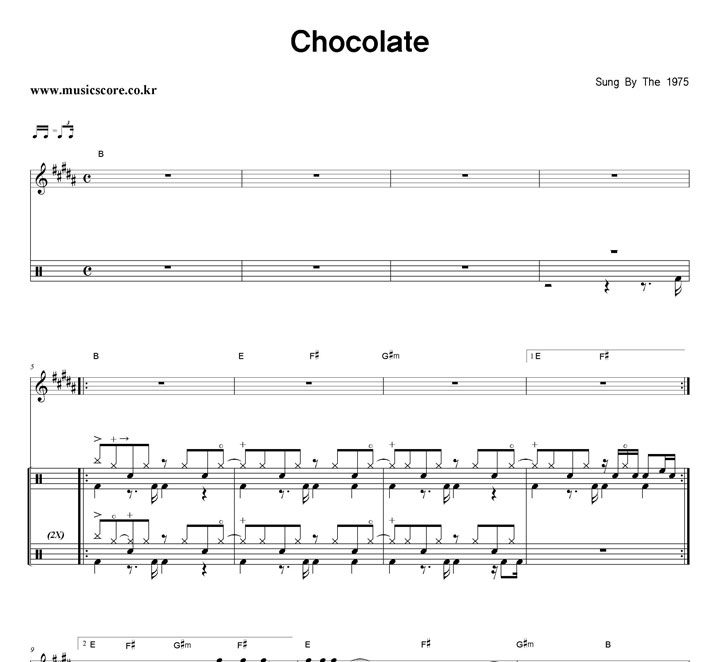 The 1975 Chocolate 밴드 드럼 악보
