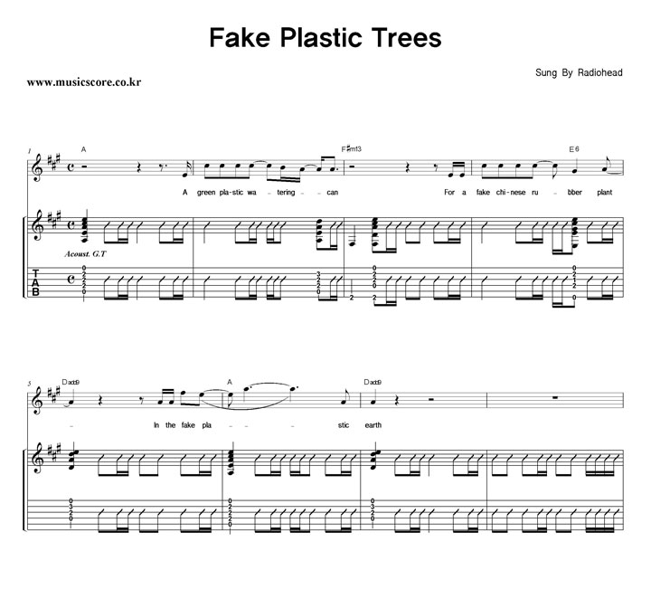 Radiohead Fake Plastic Trees  Ÿ Ÿ Ǻ