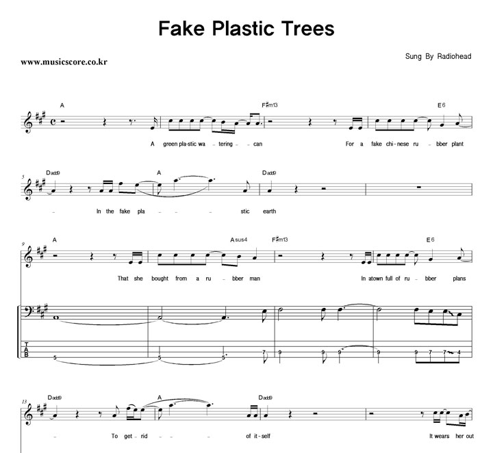 Radiohead Fake Plastic Trees  ̽ Ÿ Ǻ