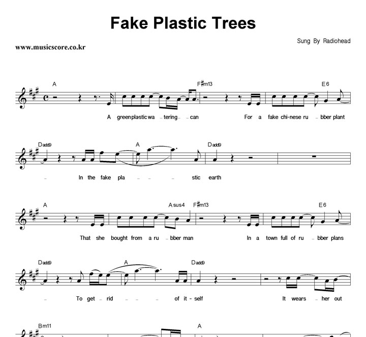 Radiohead Fake Plastic Trees Ǻ