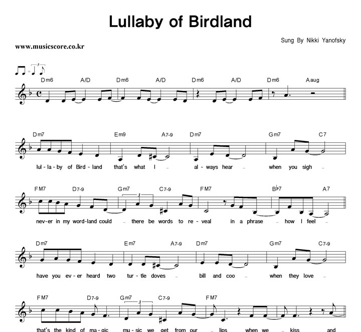 Nikki Yanofsky Lullaby Of Birdland Ǻ