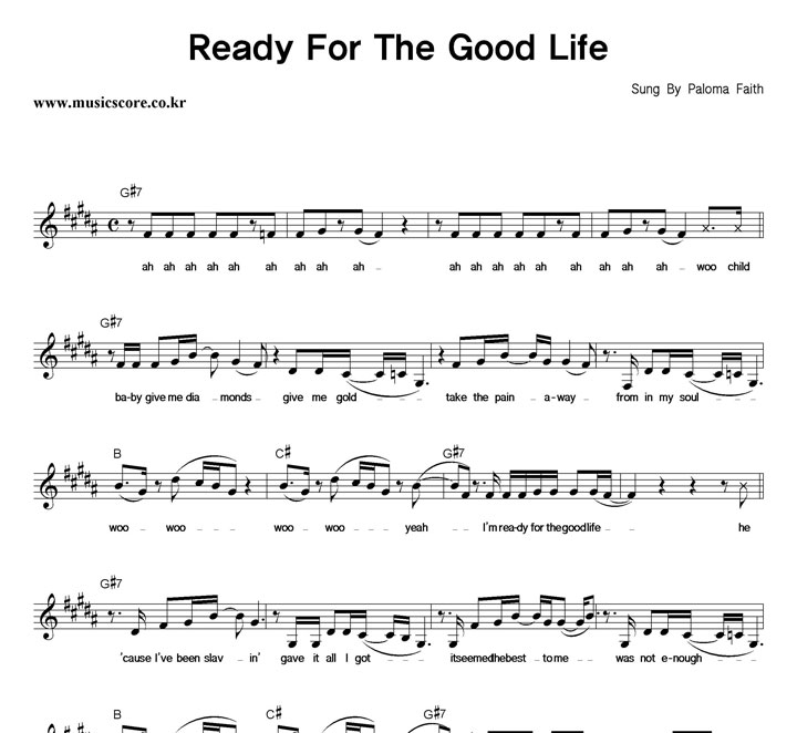 Paloma Faith Ready For The Good Life 악보