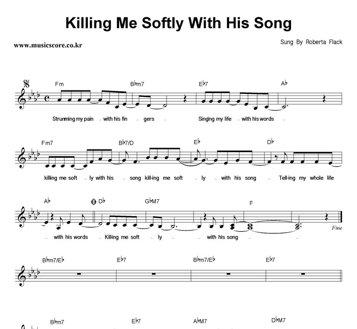 Roberta Flack Killing Me Softly With His Song Ǻ