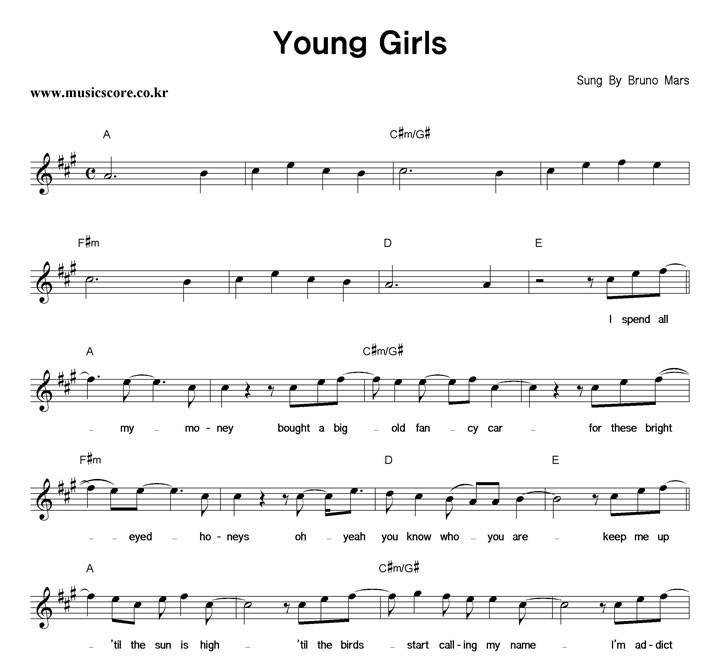 Bruno Mars Young Girls Ǻ