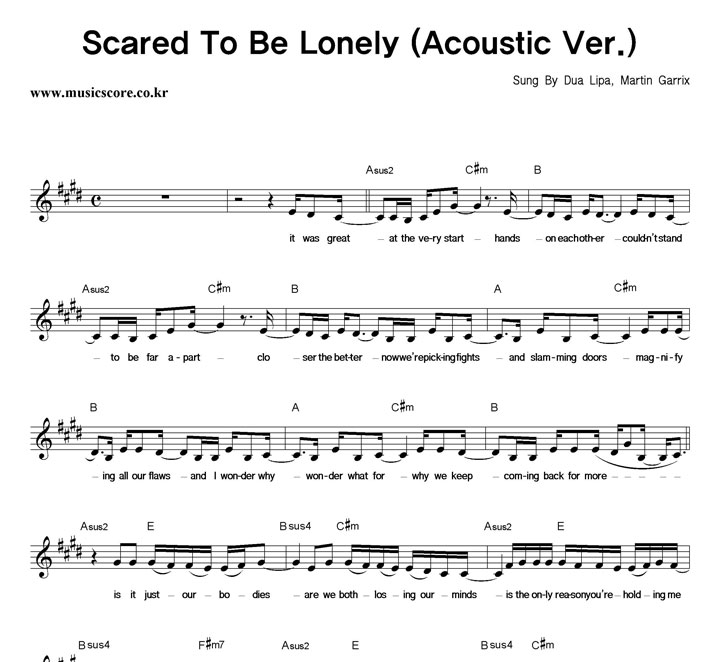 Dua Lipa,Martin Garrix Scared To Be Lonely (Acoustic Ver.) Ǻ