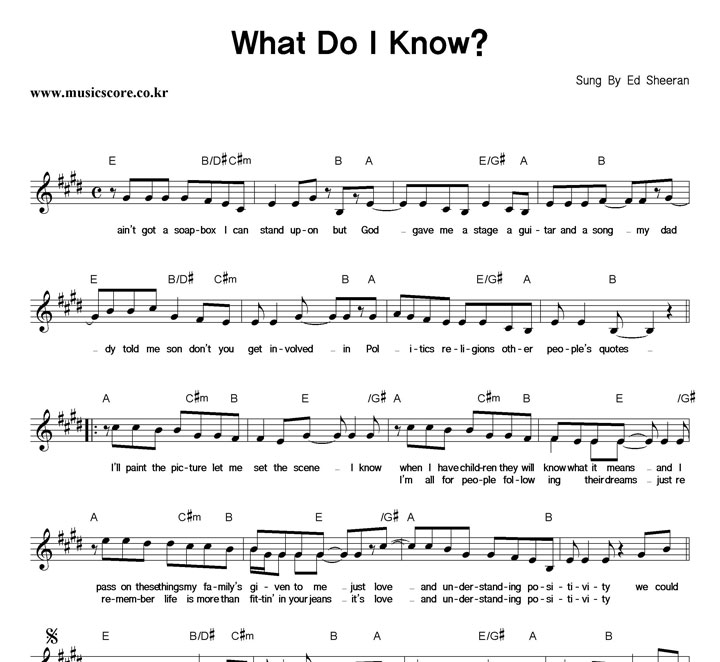 Ed Sheeran What Do I Know Ǻ