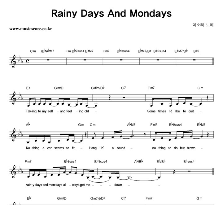 ̼Ҷ Rainy Days And Mondays Ǻ