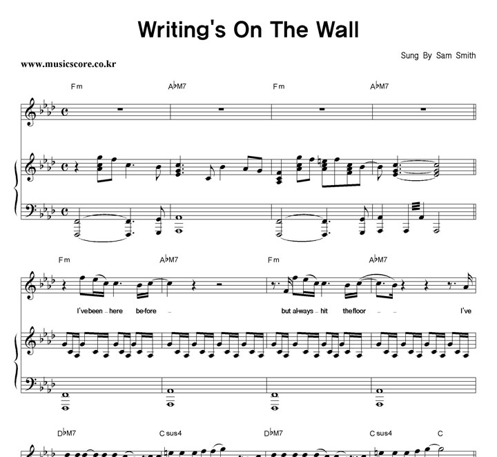 Sam Smith Writing's On The Wall ǾƳ Ǻ