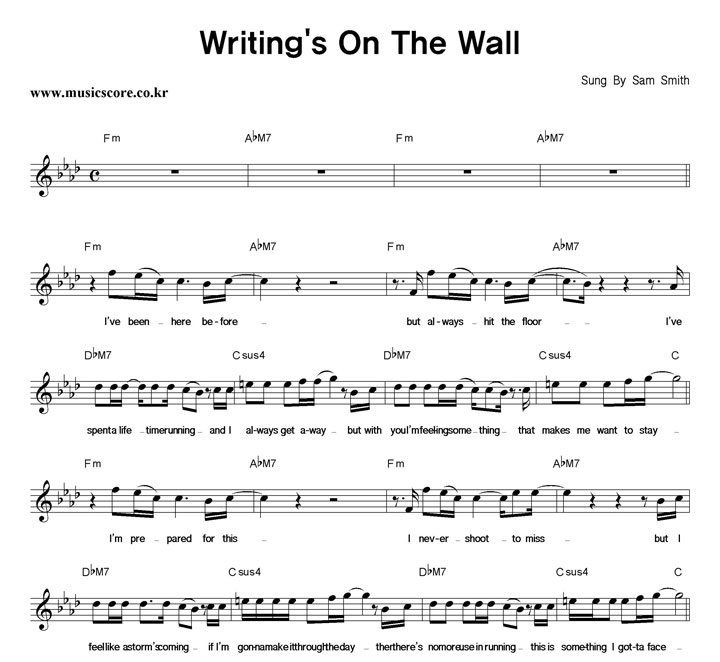 Sam Smith Writing's On The Wall Ǻ