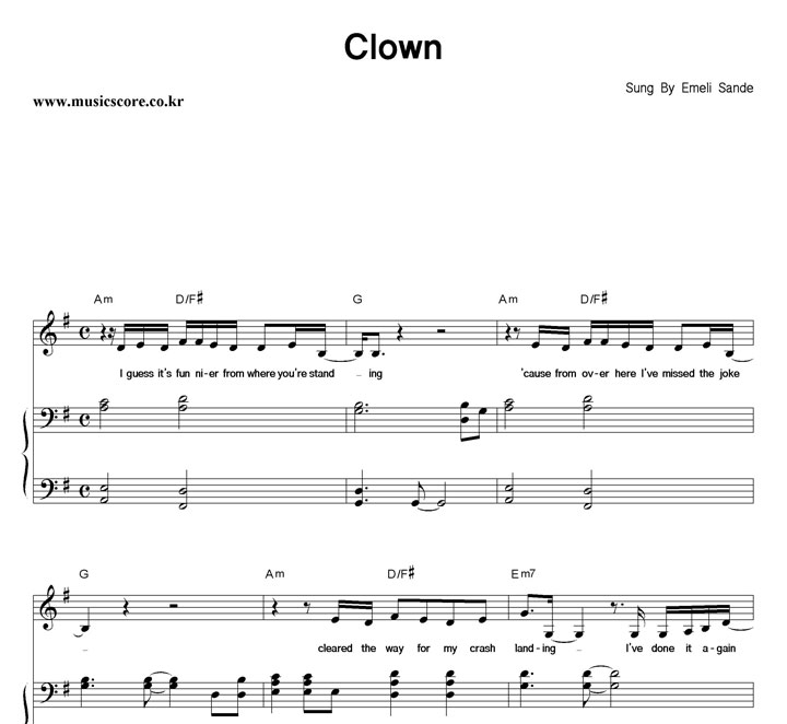 Emeli Sande Clown 피아노 악보
