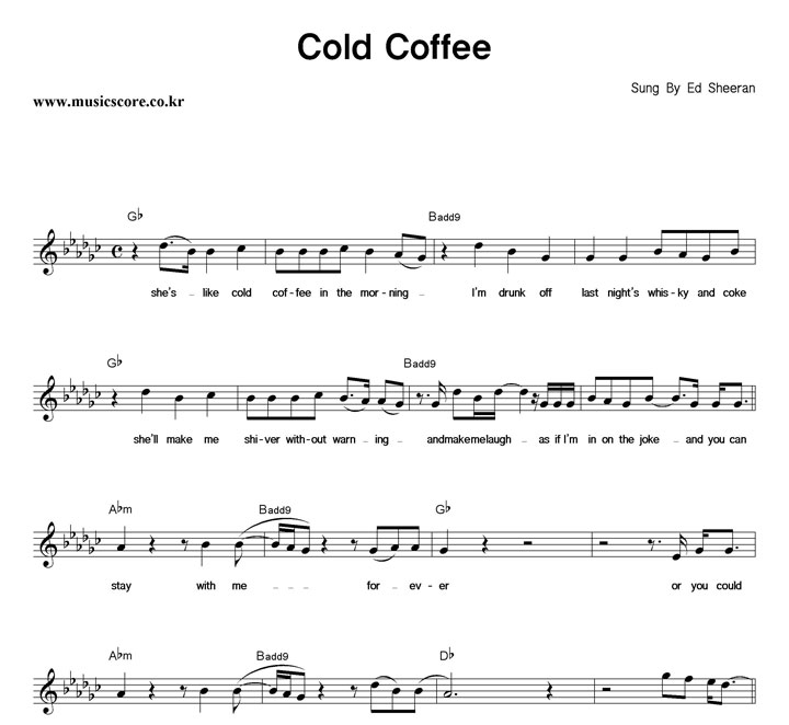 Ed Sheeran Cold Coffee Ǻ