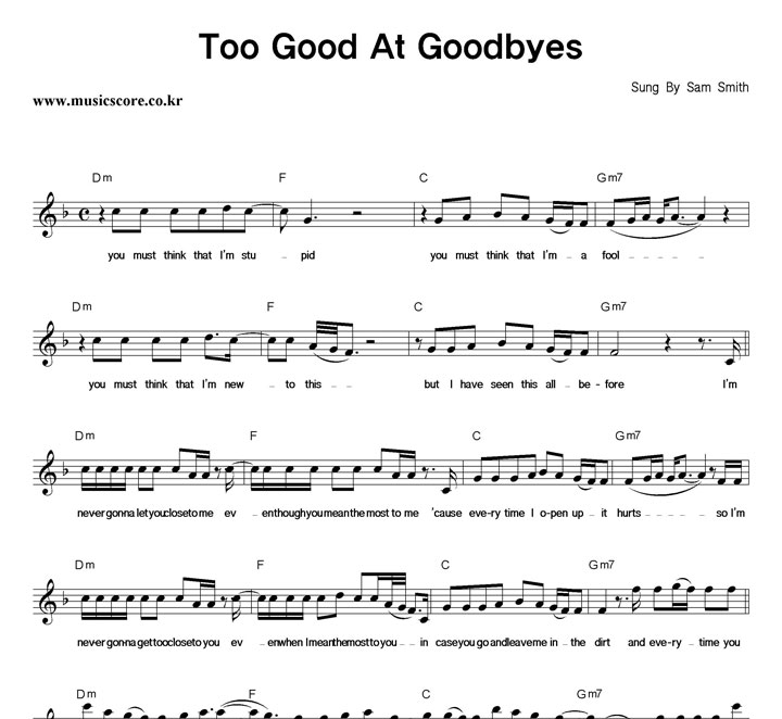 Sam Smith Too Good At Goodbyes Ǻ