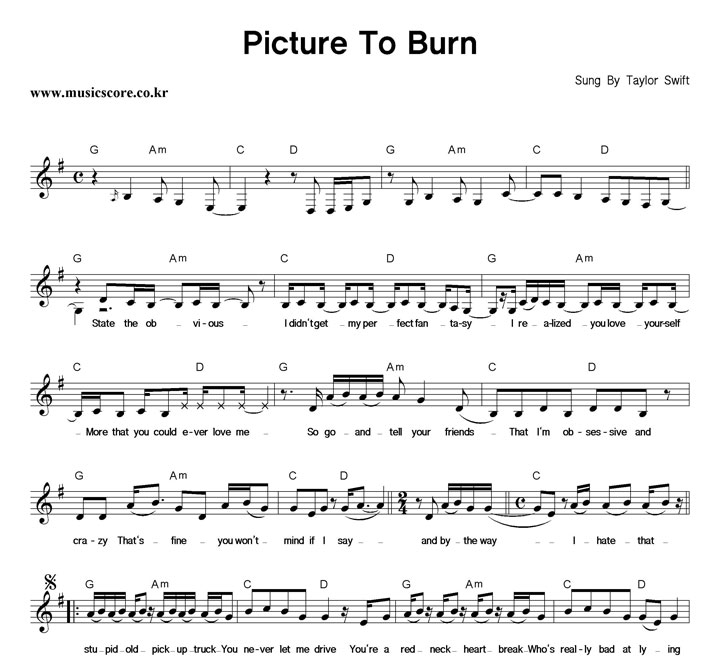 Taylor Swift Picture To Burn Ǻ