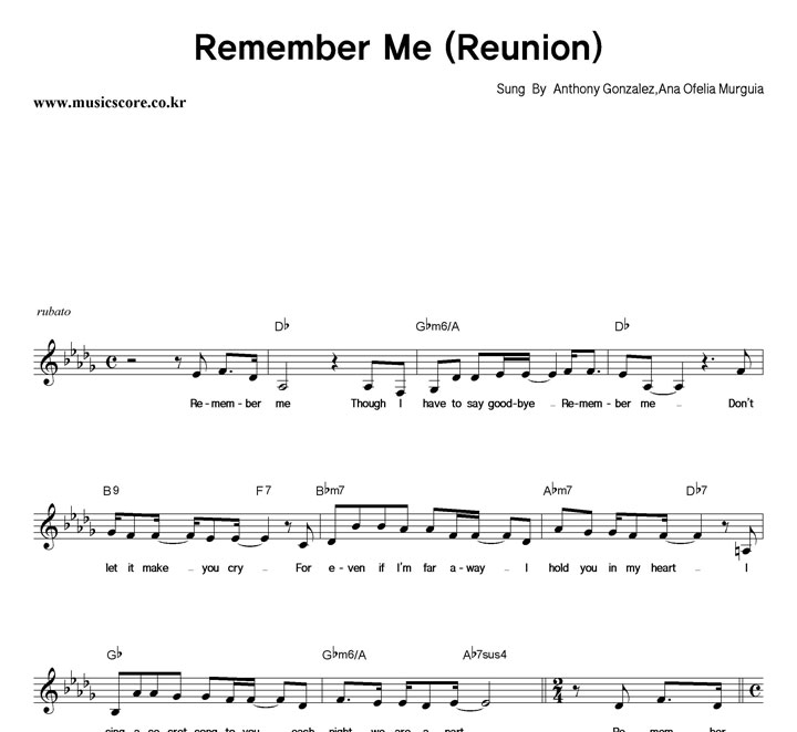 Anthony Gonzalez,Ana Ofelia Murguia Remember Me (Reunion) Ǻ