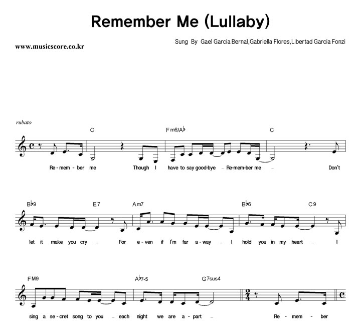 Gael Garcia Bernal,Gabriella Flores,Libertad Garcia Fonzi Remember Me (Lullaby) Ǻ