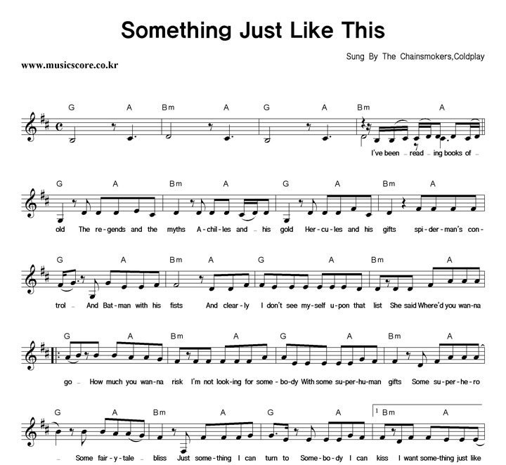 The Chainsmokers,Coldplay Something Just Like This 악보