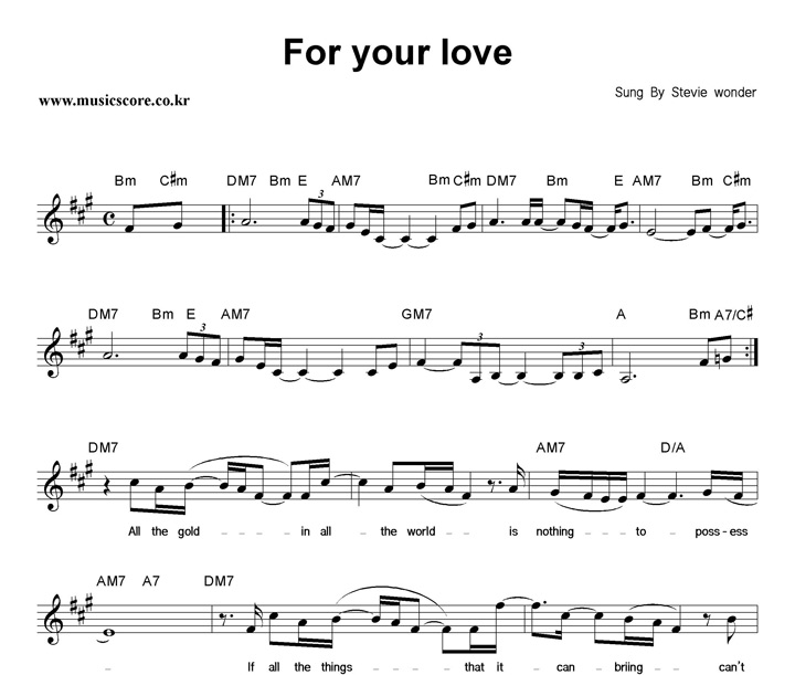 Stevie Wonder For Your Love Ǻ