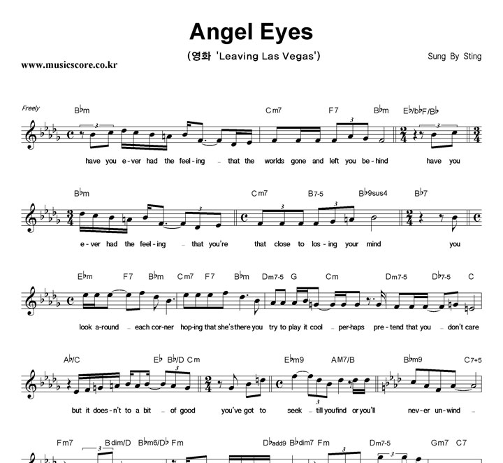 Sting Angel Eyes  악보