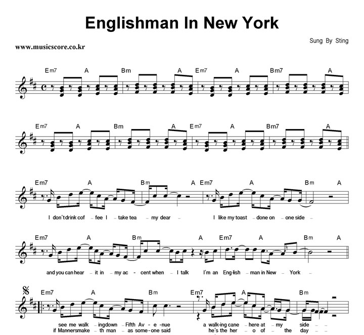Sting Englishman In New York Ǻ