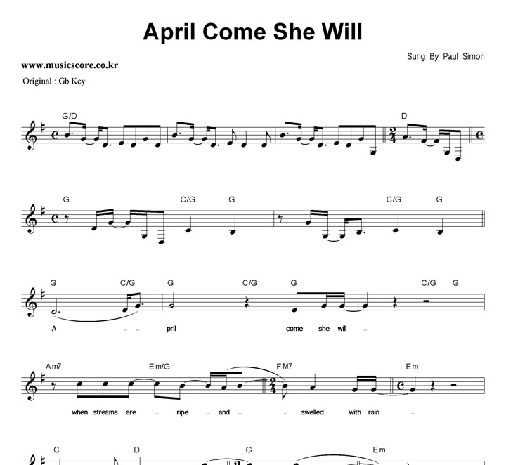 Paul Simon April Come She Will  GŰ Ǻ