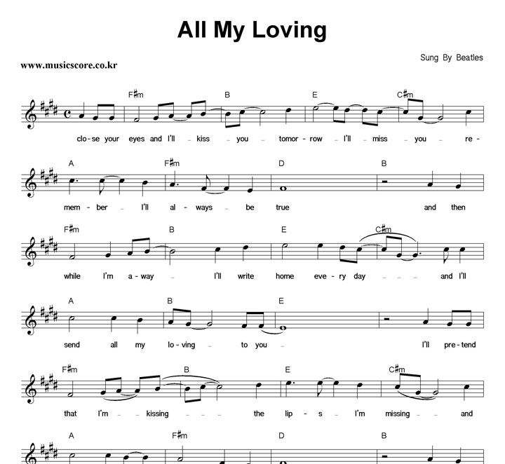 The Beatles All My Loving Ǻ