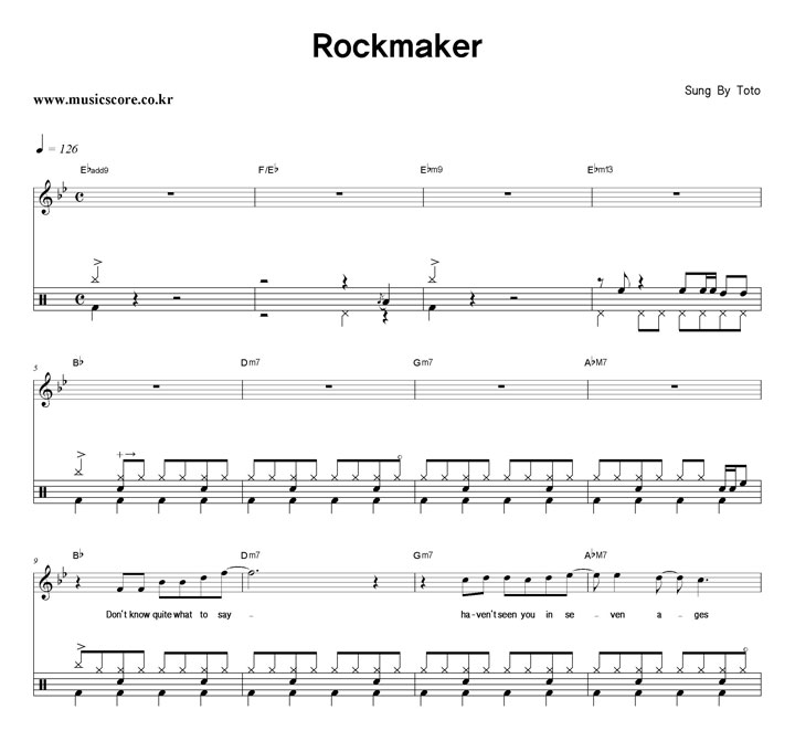 Toto Rockmaker 밴드 드럼 악보