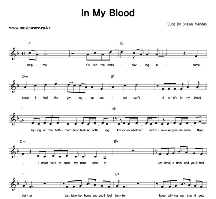 Shawn Mendes In My Blood Ǻ