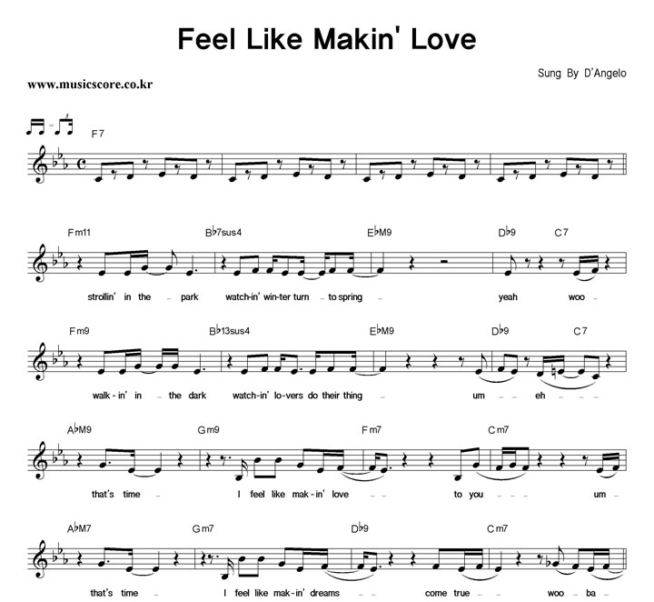 D'Angelo Feel Like Makin' Love 악보