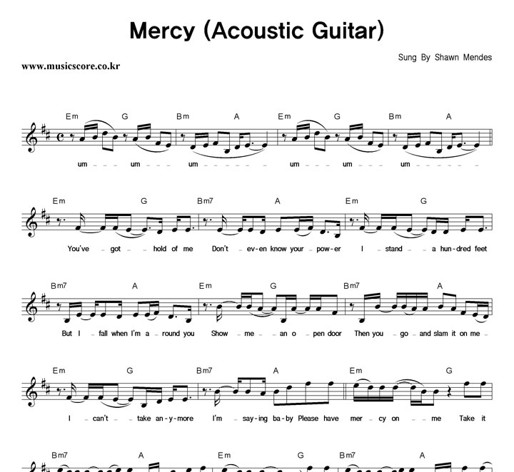 Shawn Mendes Mercy (Acoustic Guitar) Ǻ