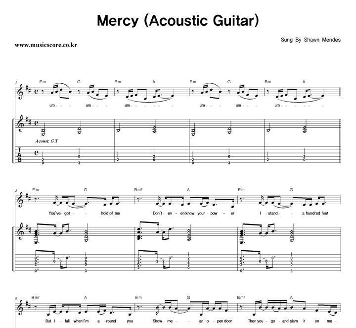 Shawn Mendes Mercy (Acoustic Guitar) Ÿ Ÿ Ǻ