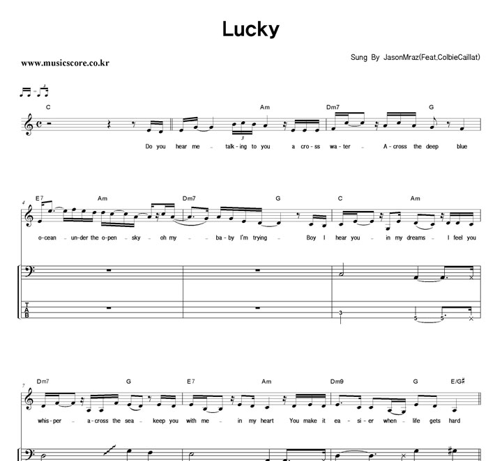 Jason Mraz Lucky (Feat.Colbie Caillat)  ̽ Ÿ Ǻ