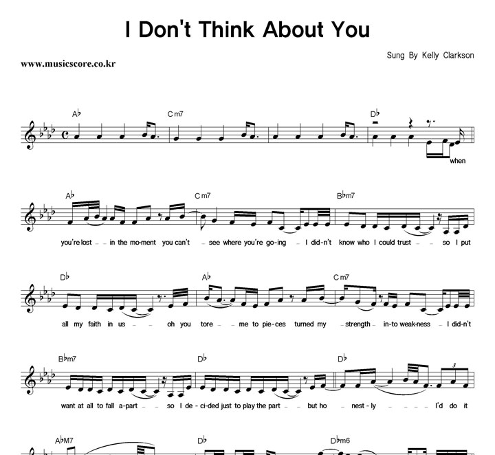 Kelly Clarkson I Don't Think About You Ǻ