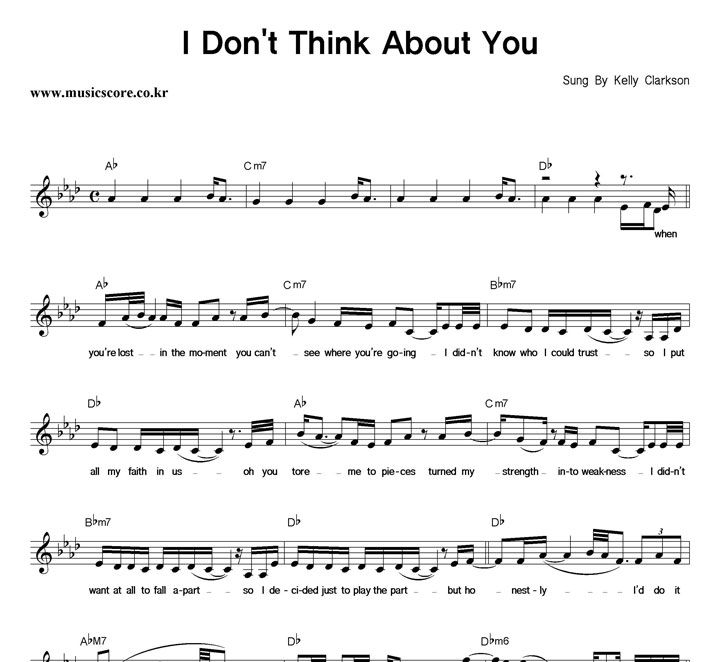 Kelly Clarkson I Don't Think About You Ǻ