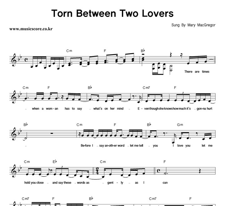Mary Mac Gregor Torn Between Two Lovers 악보