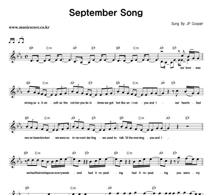 JP Cooper September Song Ǻ