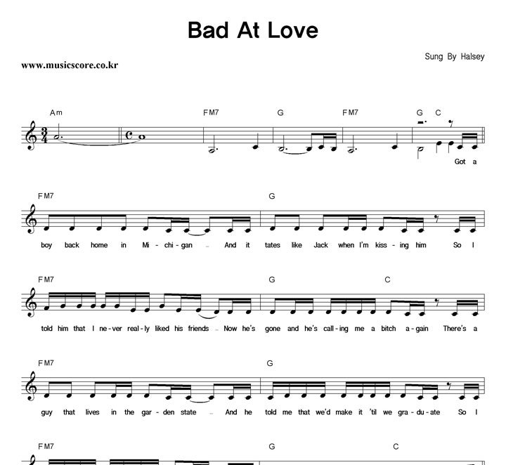 Halsey Bad At Love 악보