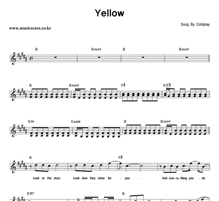 Coldplay Yellow Ǻ