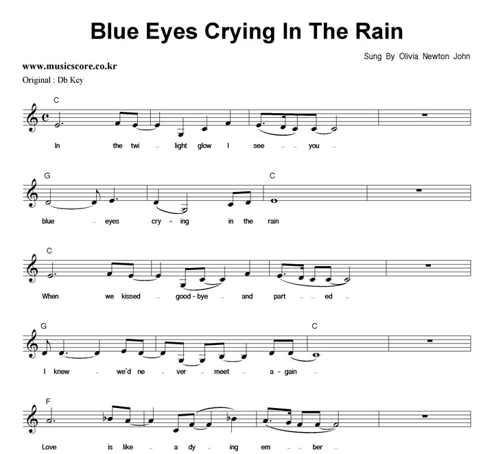 Olivia Newton John Blue Eyes Crying In The Rain  CŰ Ǻ