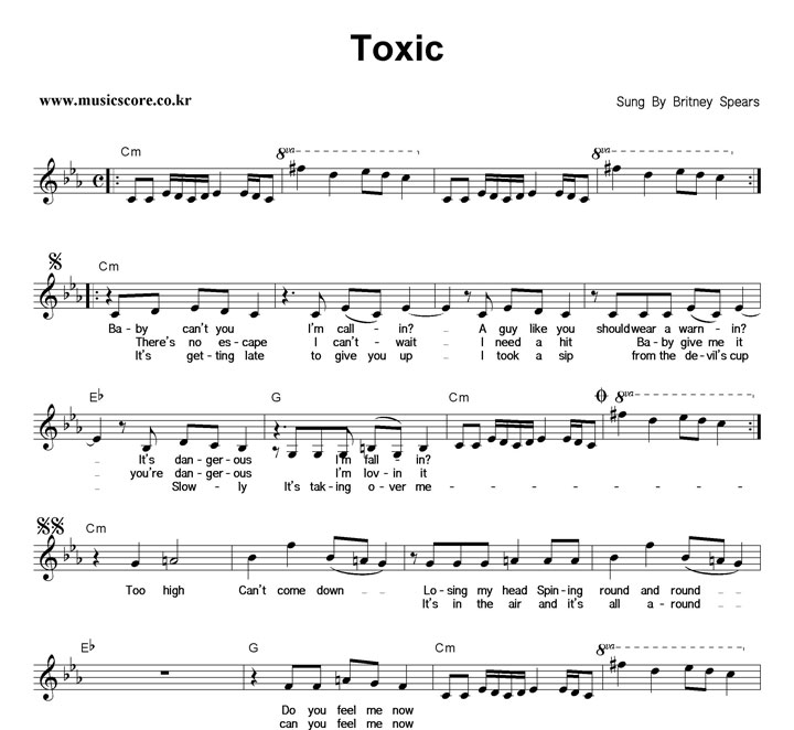 Britney Spears Toxic 악보