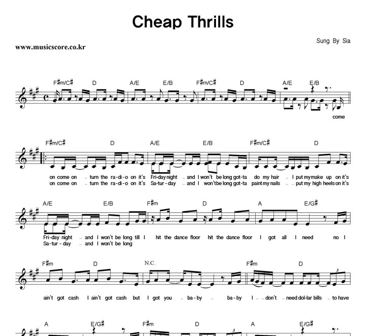 Sia Cheap Thrills Ǻ