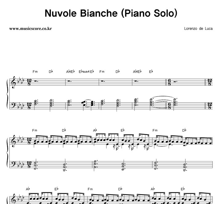 Lorenzo de Luca Nuvole Bianche (Piano Solo) ǾƳ Ǻ