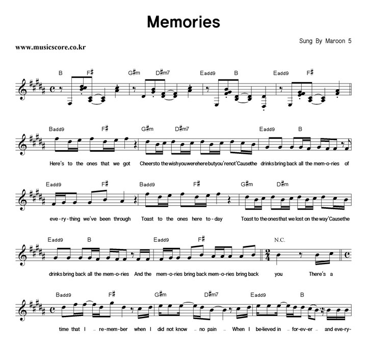Maroon5 Memories Ǻ