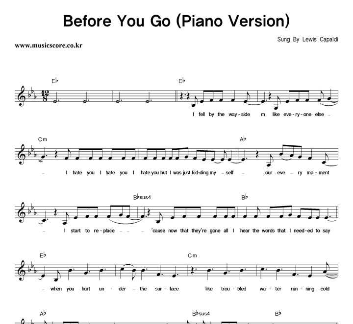 Lewis Capaldi Before You Go (Piano Version) Ǻ