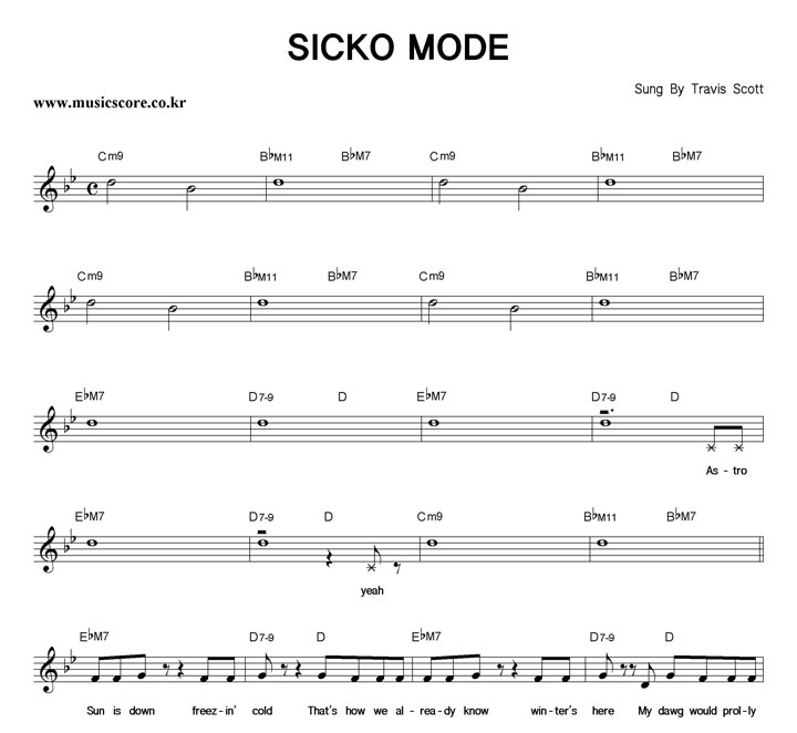Travis Scott SICKO MODE 악보
