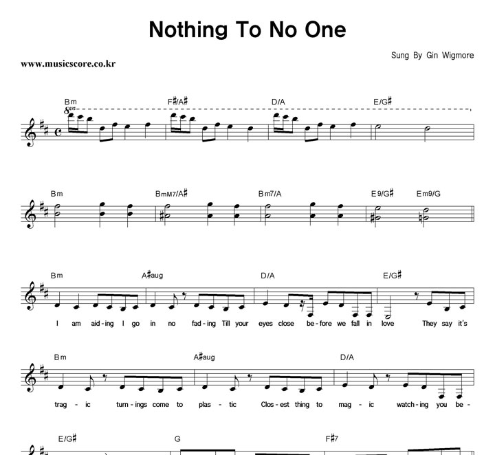 Gin Wigmore Nothing To No One Ǻ